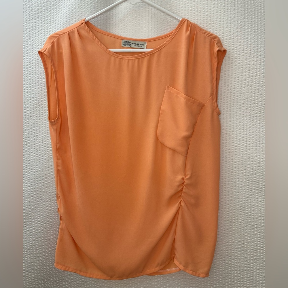 Burberry London Peach Sleeveless Pocket Blouse Top Women’s Medium Designer